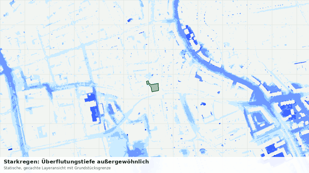 Statische Kartenansicht: Starkregen: Überflutungstiefe außergewöhnlich