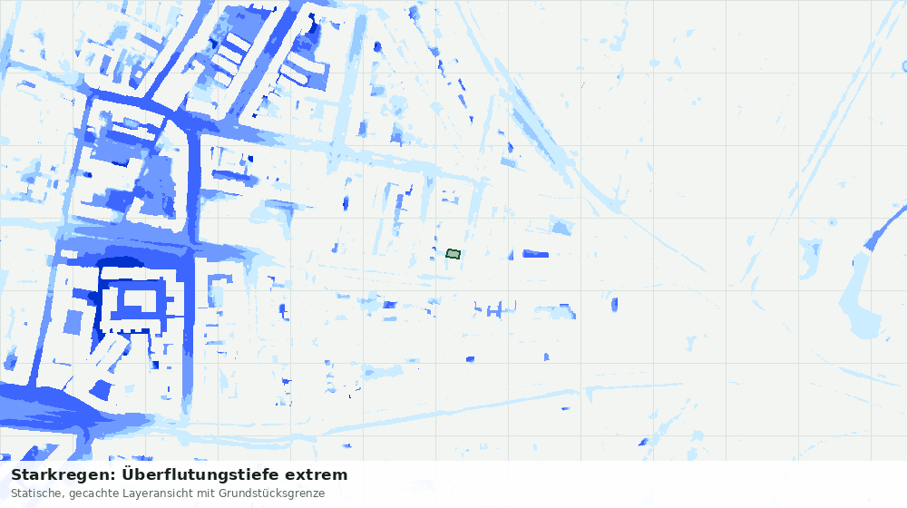 Statische Kartenansicht: Starkregen: Überflutungstiefe extrem