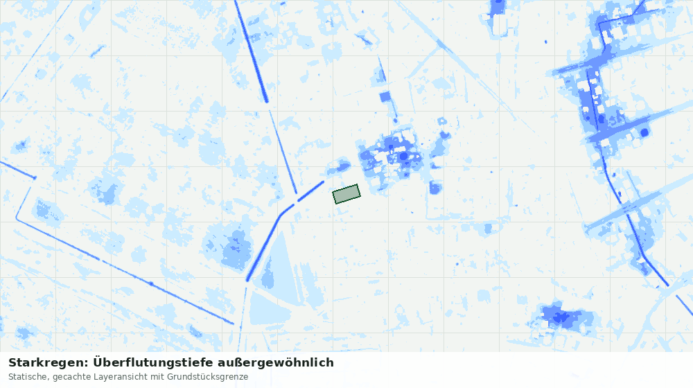 Statische Kartenansicht: Starkregen: Überflutungstiefe außergewöhnlich
