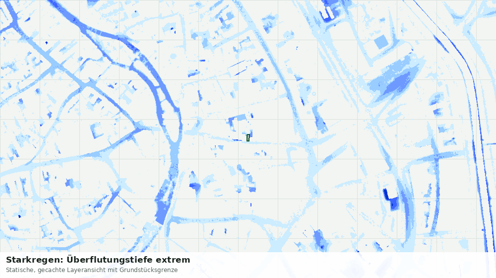 Statische Kartenansicht: Starkregen: Überflutungstiefe extrem