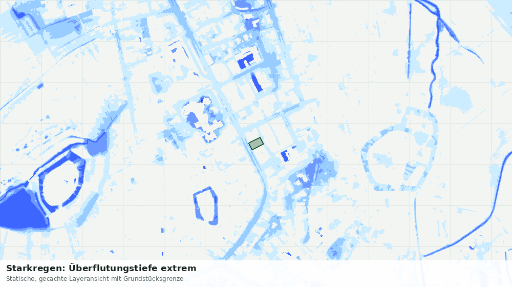 Statische Kartenansicht: Starkregen: Überflutungstiefe extrem