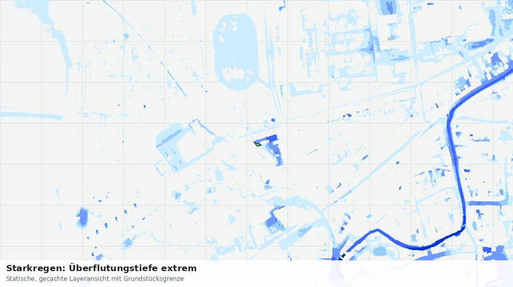 Statische Kartenansicht: Starkregen: Überflutungstiefe extrem
