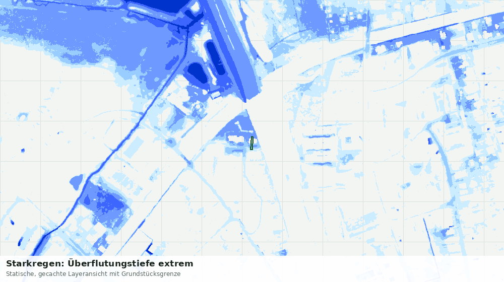Statische Kartenansicht: Starkregen: Überflutungstiefe extrem