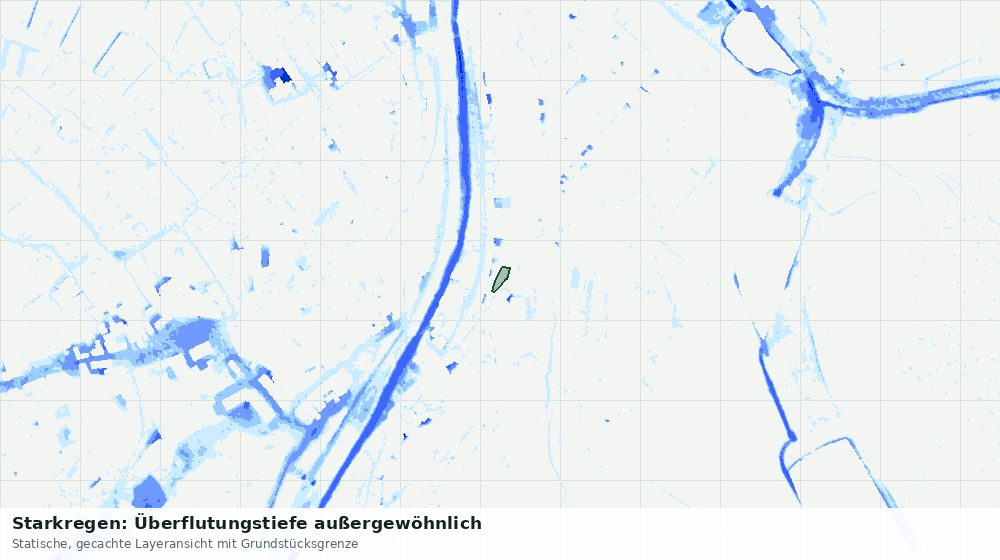 Statische Kartenansicht: Starkregen: Überflutungstiefe außergewöhnlich
