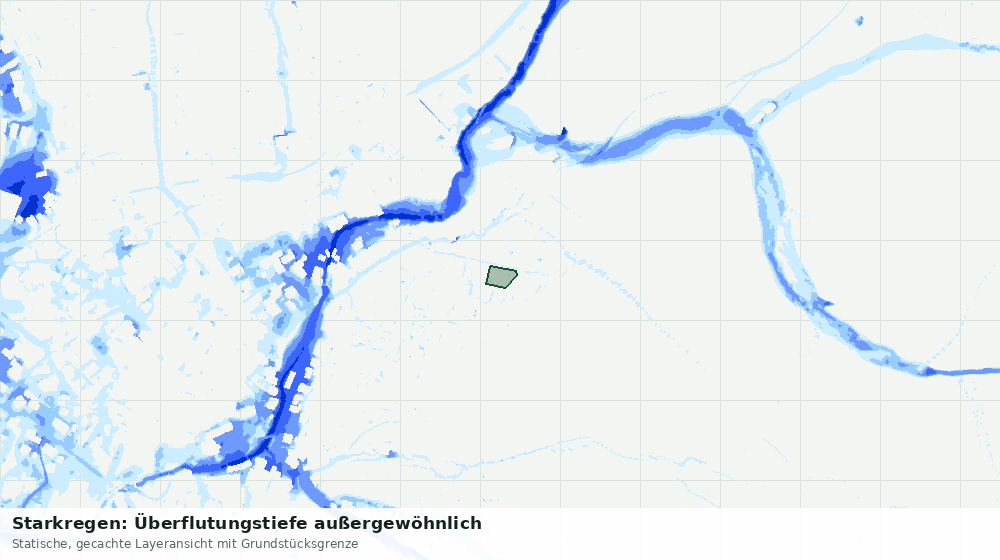 Statische Kartenansicht: Starkregen: Überflutungstiefe außergewöhnlich