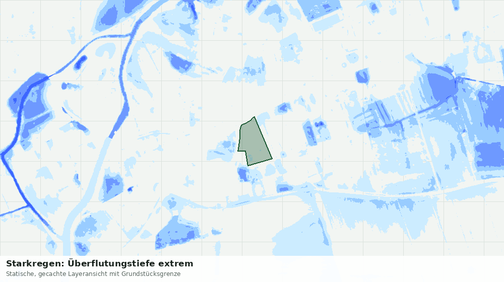 Statische Kartenansicht: Starkregen: Überflutungstiefe extrem