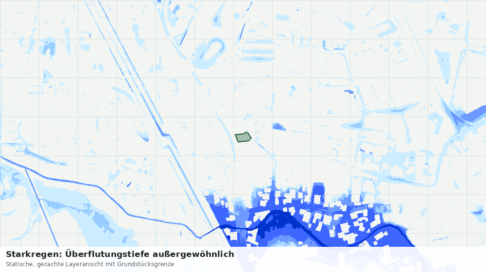 Statische Kartenansicht: Starkregen: Überflutungstiefe außergewöhnlich