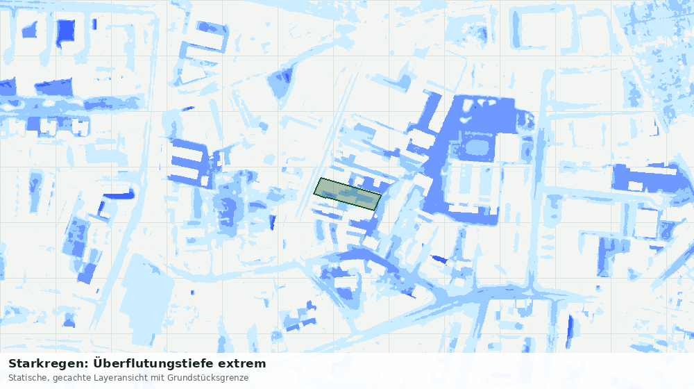 Statische Kartenansicht: Starkregen: Überflutungstiefe extrem