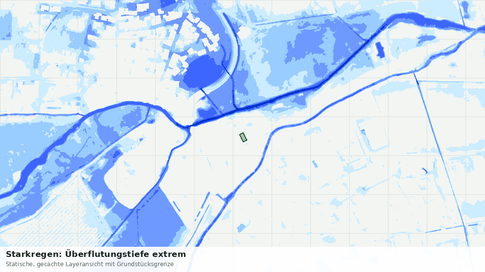 Statische Kartenansicht: Starkregen: Überflutungstiefe extrem