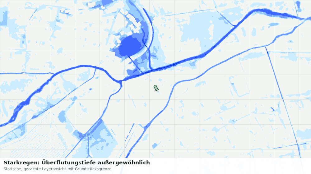 Statische Kartenansicht: Starkregen: Überflutungstiefe außergewöhnlich