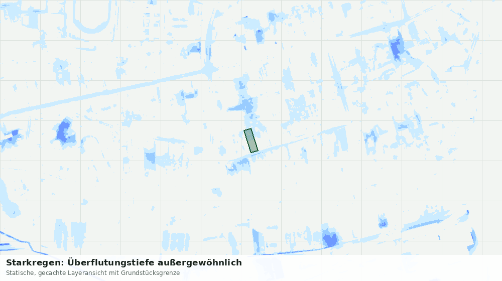 Statische Kartenansicht: Starkregen: Überflutungstiefe außergewöhnlich