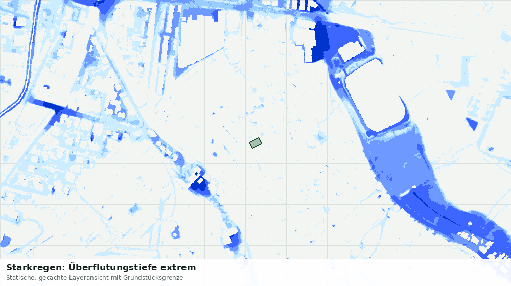 Statische Kartenansicht: Starkregen: Überflutungstiefe extrem