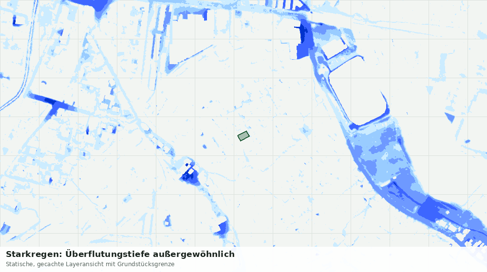 Statische Kartenansicht: Starkregen: Überflutungstiefe außergewöhnlich