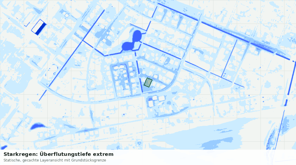 Statische Kartenansicht: Starkregen: Überflutungstiefe extrem