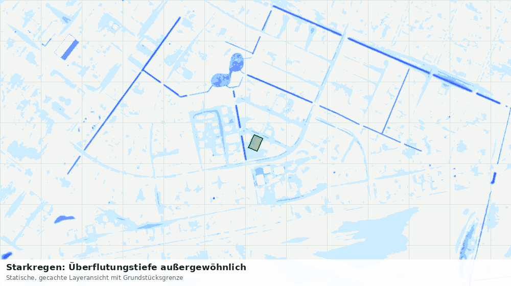 Statische Kartenansicht: Starkregen: Überflutungstiefe außergewöhnlich