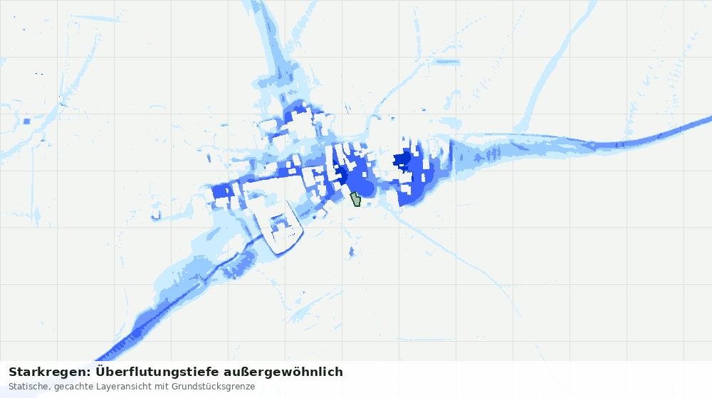 Statische Kartenansicht: Starkregen: Überflutungstiefe außergewöhnlich