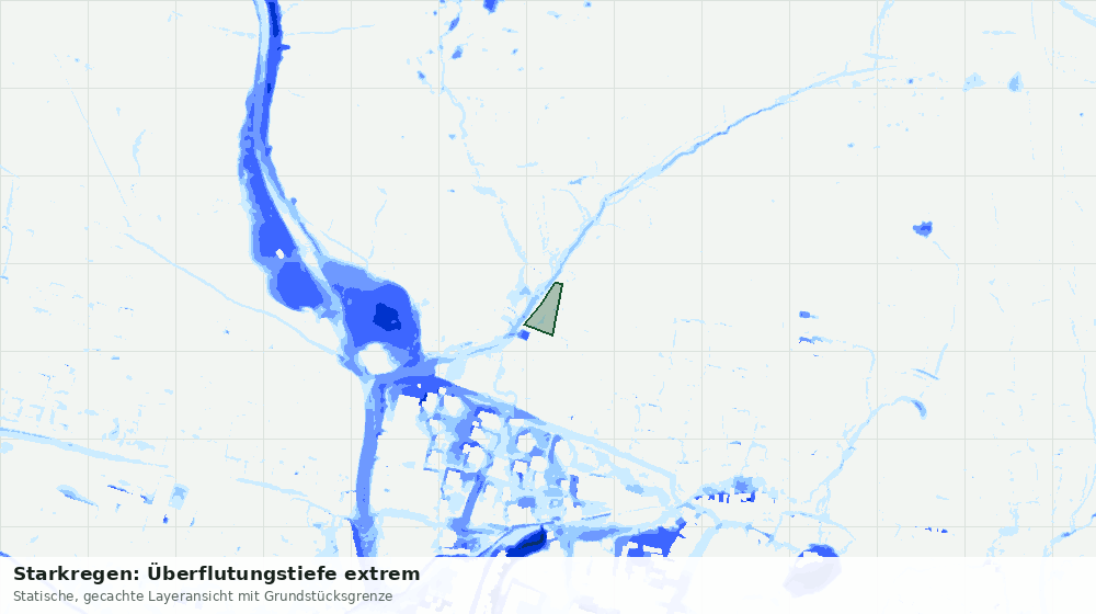 Statische Kartenansicht: Starkregen: Überflutungstiefe extrem