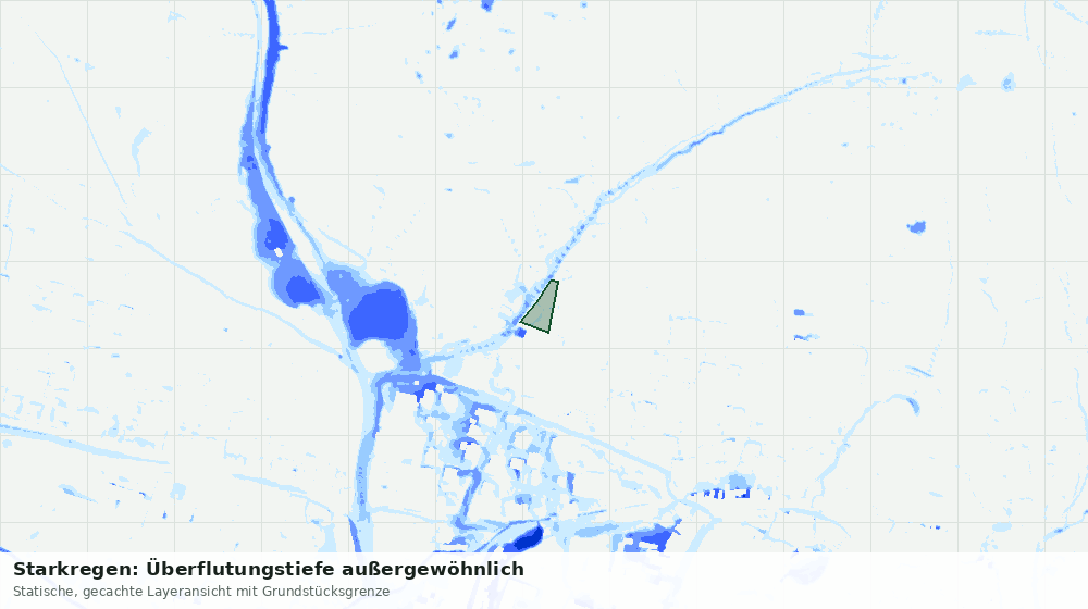 Statische Kartenansicht: Starkregen: Überflutungstiefe außergewöhnlich