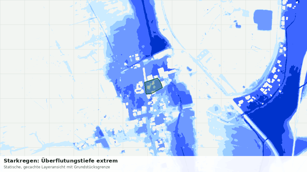 Statische Kartenansicht: Starkregen: Überflutungstiefe extrem