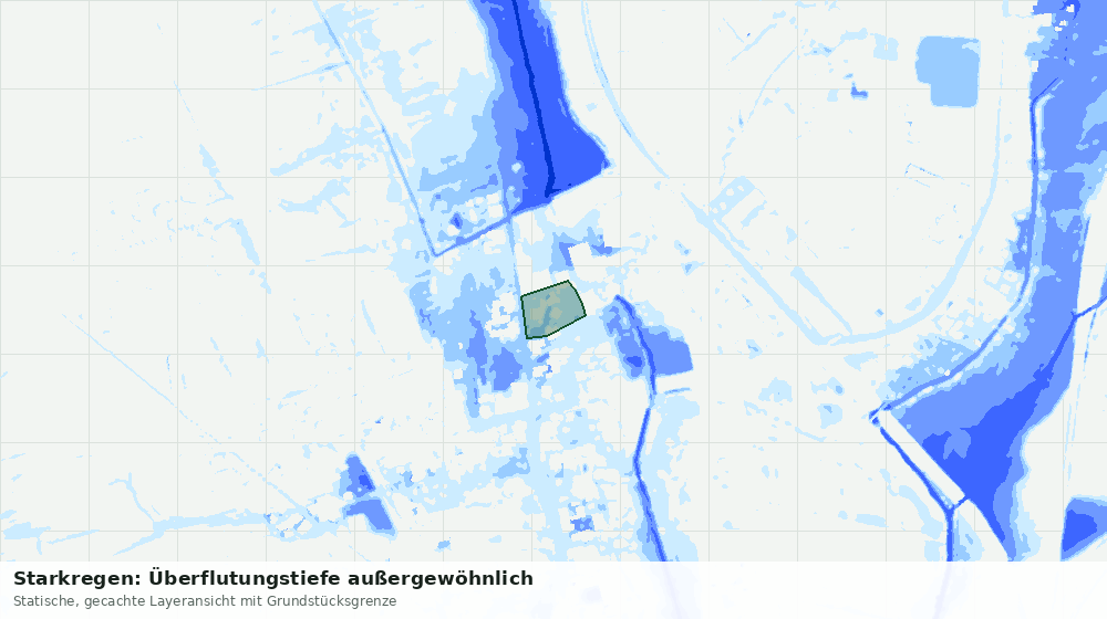 Statische Kartenansicht: Starkregen: Überflutungstiefe außergewöhnlich