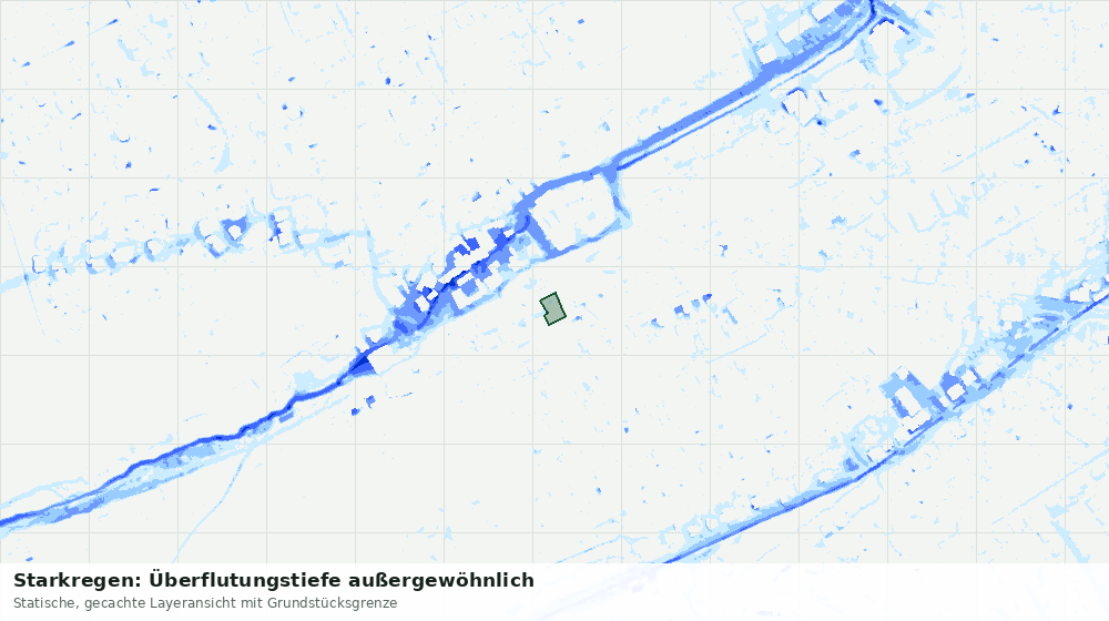 Statische Kartenansicht: Starkregen: Überflutungstiefe außergewöhnlich