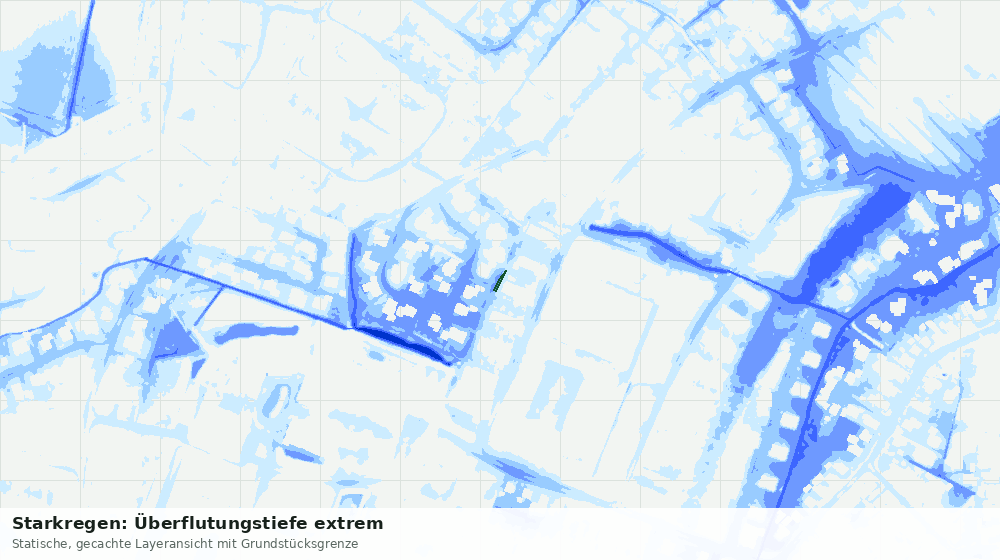 Statische Kartenansicht: Starkregen: Überflutungstiefe extrem