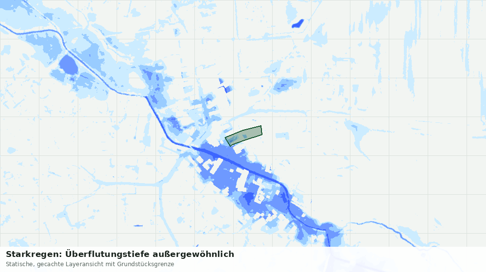 Statische Kartenansicht: Starkregen: Überflutungstiefe außergewöhnlich