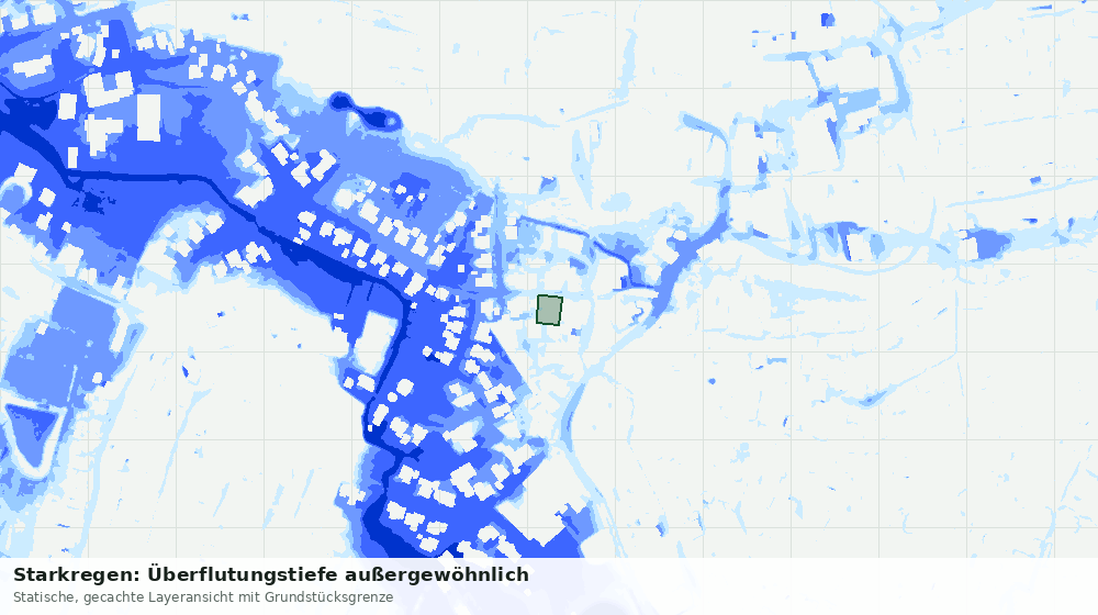 Statische Kartenansicht: Starkregen: Überflutungstiefe außergewöhnlich