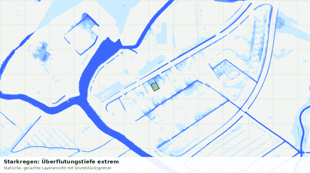 Statische Kartenansicht: Starkregen: Überflutungstiefe extrem