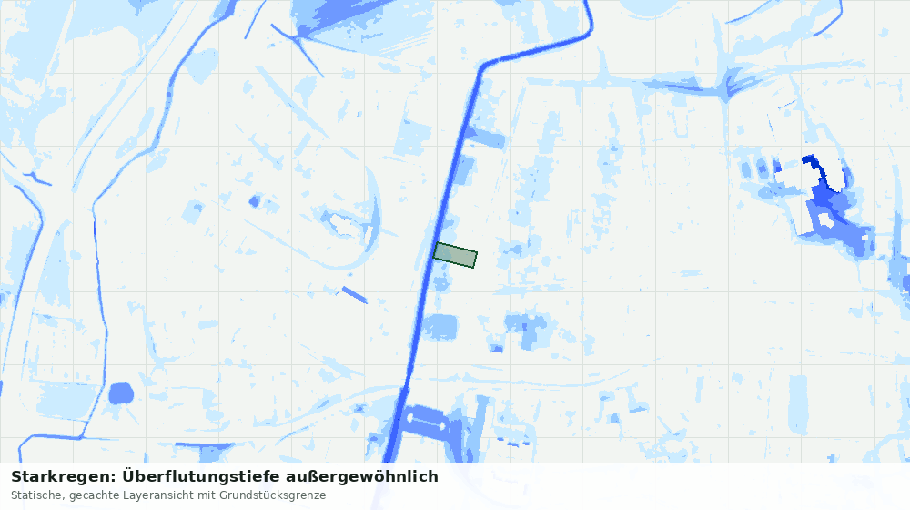 Statische Kartenansicht: Starkregen: Überflutungstiefe außergewöhnlich
