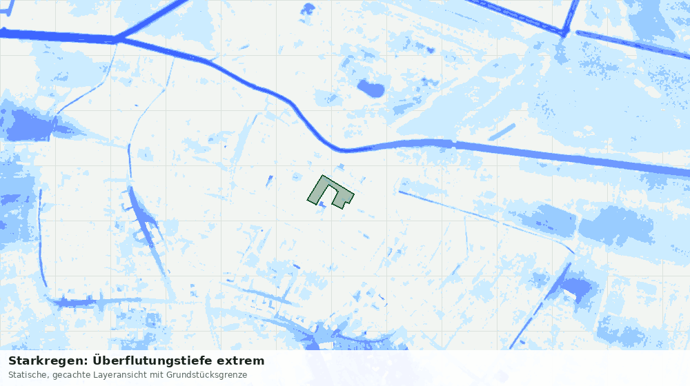 Statische Kartenansicht: Starkregen: Überflutungstiefe extrem