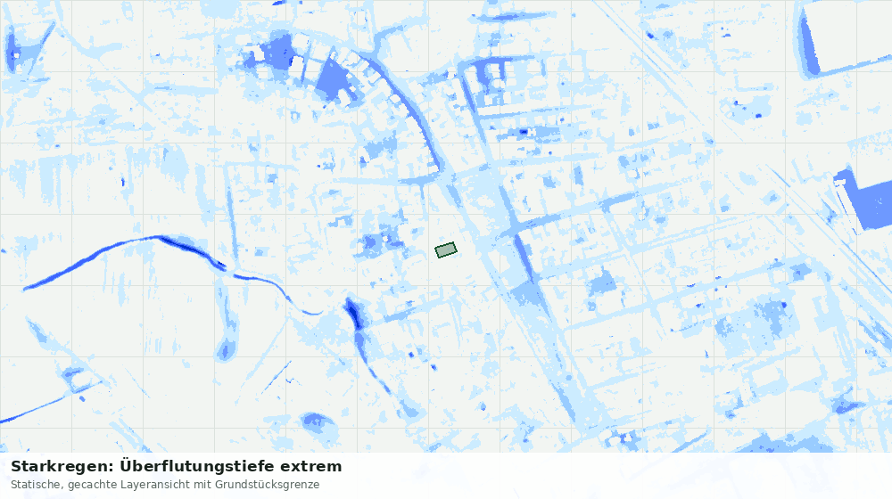 Statische Kartenansicht: Starkregen: Überflutungstiefe extrem