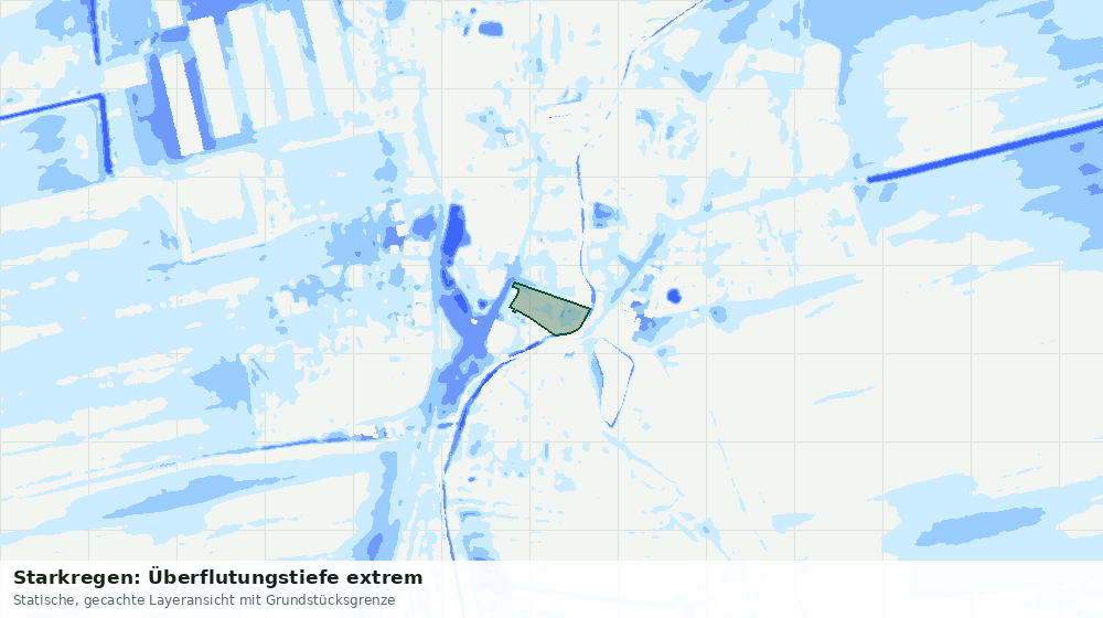 Statische Kartenansicht: Starkregen: Überflutungstiefe extrem