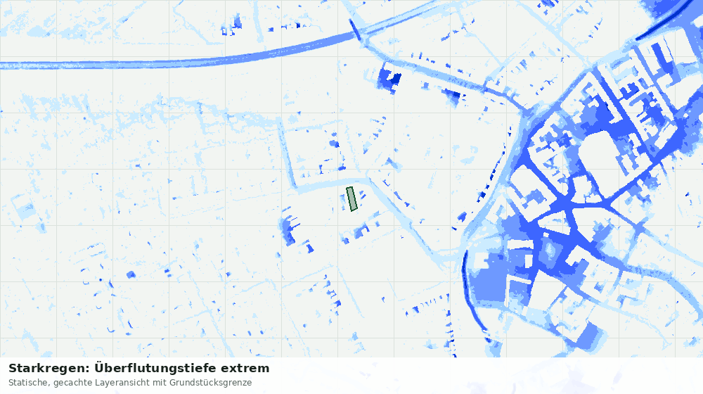 Statische Kartenansicht: Starkregen: Überflutungstiefe extrem