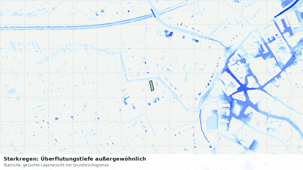 Statische Kartenansicht: Starkregen: Überflutungstiefe außergewöhnlich