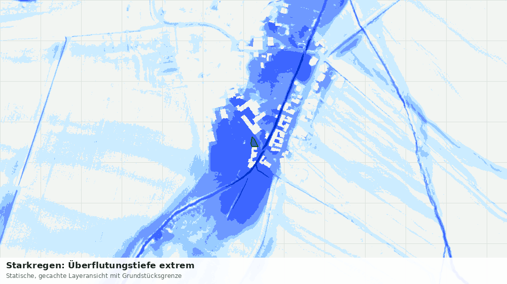 Statische Kartenansicht: Starkregen: Überflutungstiefe extrem
