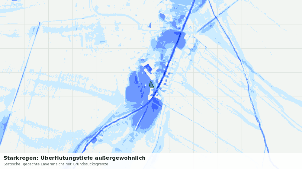 Statische Kartenansicht: Starkregen: Überflutungstiefe außergewöhnlich