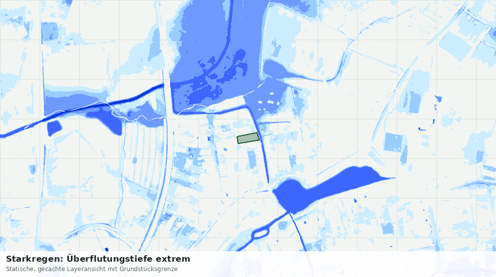 Statische Kartenansicht: Starkregen: Überflutungstiefe extrem