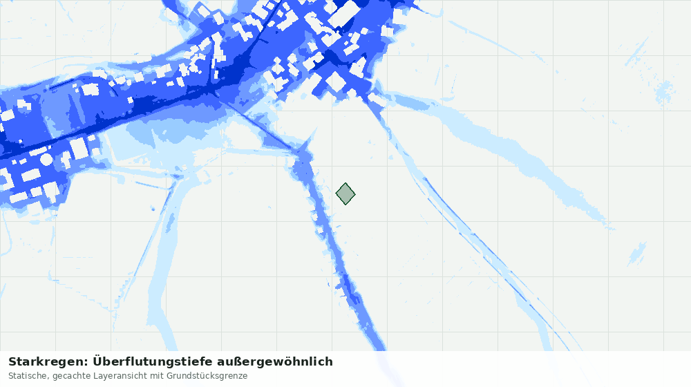 Statische Kartenansicht: Starkregen: Überflutungstiefe außergewöhnlich