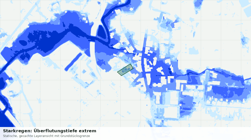 Statische Kartenansicht: Starkregen: Überflutungstiefe extrem