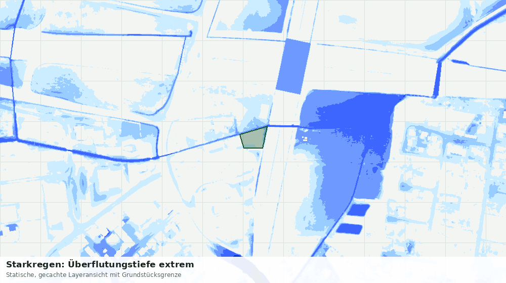 Statische Kartenansicht: Starkregen: Überflutungstiefe extrem