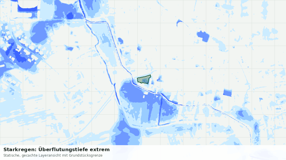 Statische Kartenansicht: Starkregen: Überflutungstiefe extrem