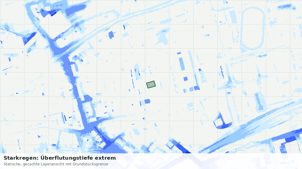 Statische Kartenansicht: Starkregen: Überflutungstiefe extrem