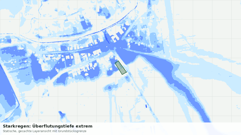 Statische Kartenansicht: Starkregen: Überflutungstiefe extrem