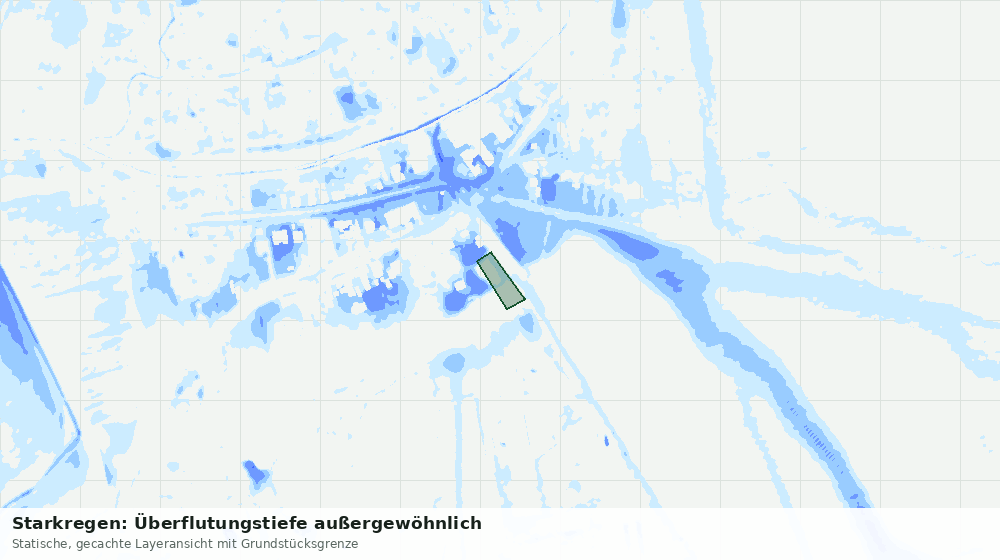 Statische Kartenansicht: Starkregen: Überflutungstiefe außergewöhnlich