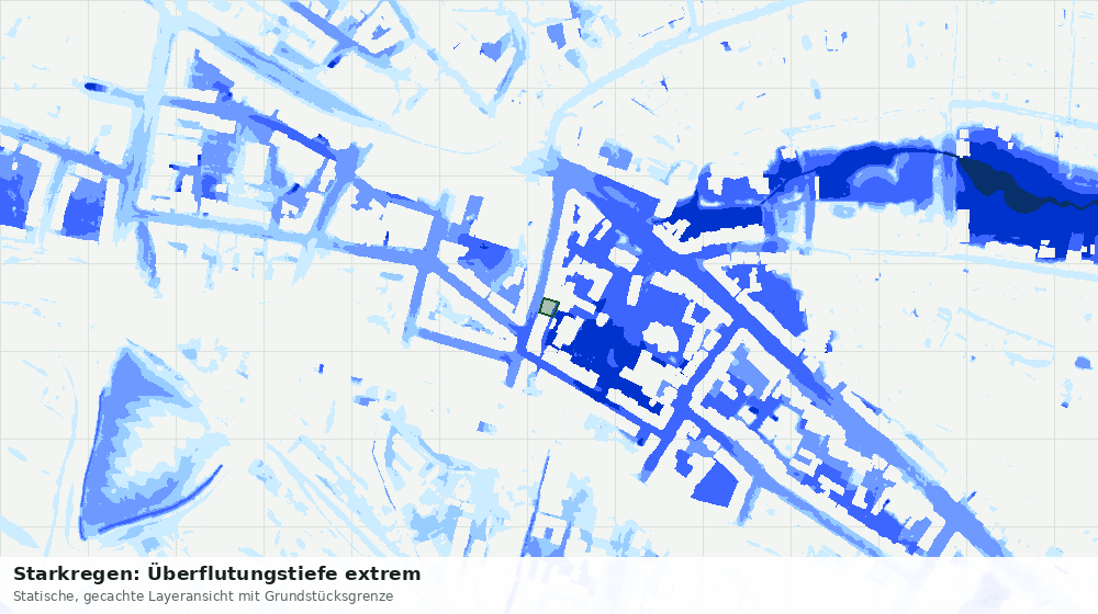 Statische Kartenansicht: Starkregen: Überflutungstiefe extrem