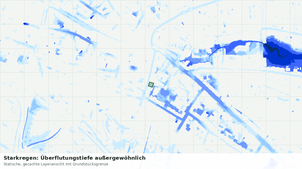 Statische Kartenansicht: Starkregen: Überflutungstiefe außergewöhnlich