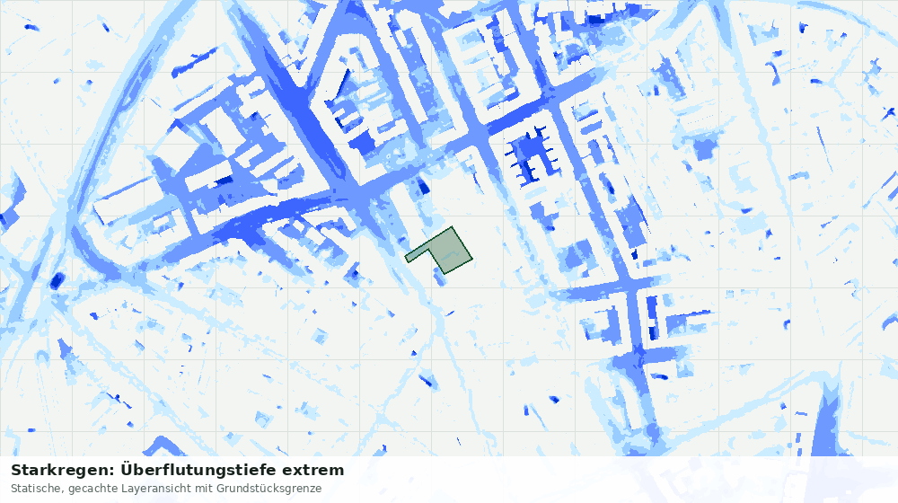 Statische Kartenansicht: Starkregen: Überflutungstiefe extrem