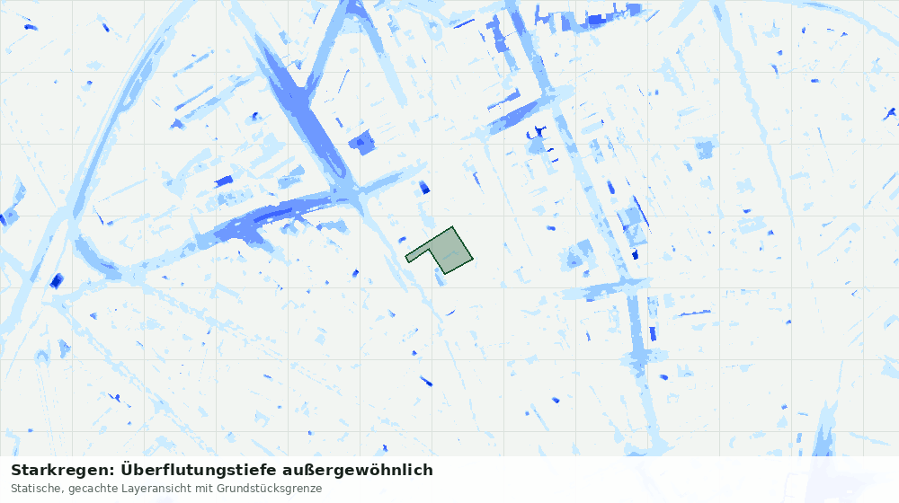 Statische Kartenansicht: Starkregen: Überflutungstiefe außergewöhnlich