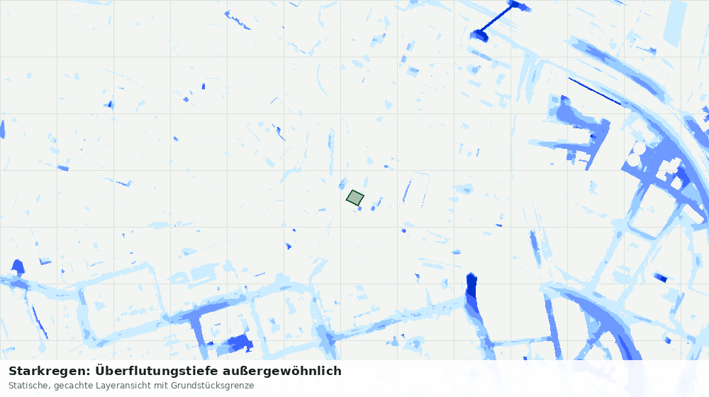 Statische Kartenansicht: Starkregen: Überflutungstiefe außergewöhnlich
